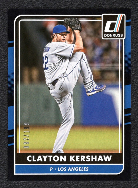 2016 Panini Donruss #53 Clayton Kershaw Black Parallel 082/199