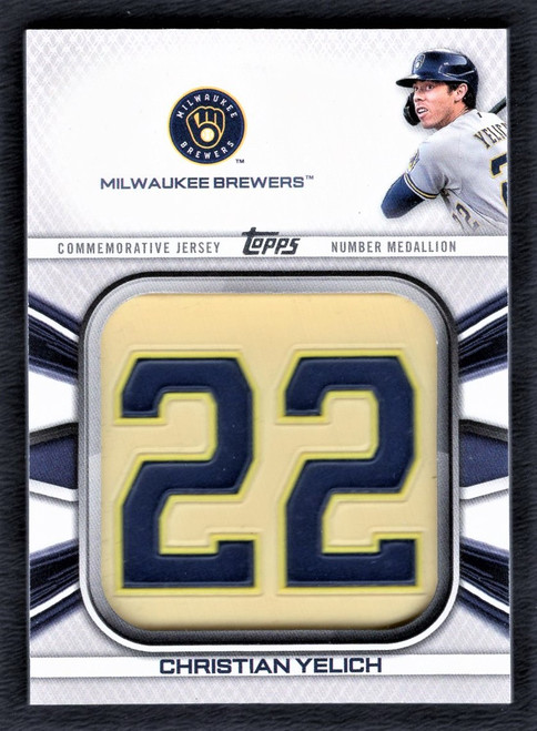 2022 Topps Series 1 #JNM-CY Christian Yelich Commemorative Jersey Number Medallion 