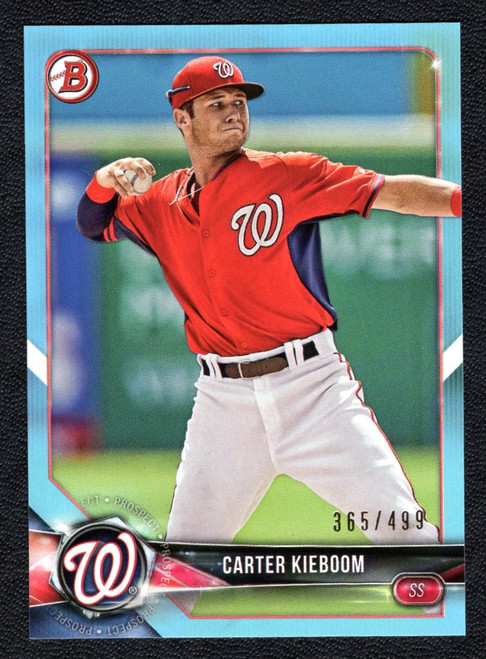 2018 Bowman #BP7 Carter Kieboom Sky Blue Parallel 365/499