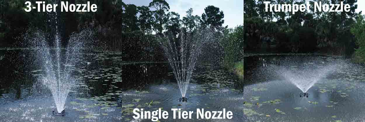 Floating Fountain Nozzle Spray Patterns (included)