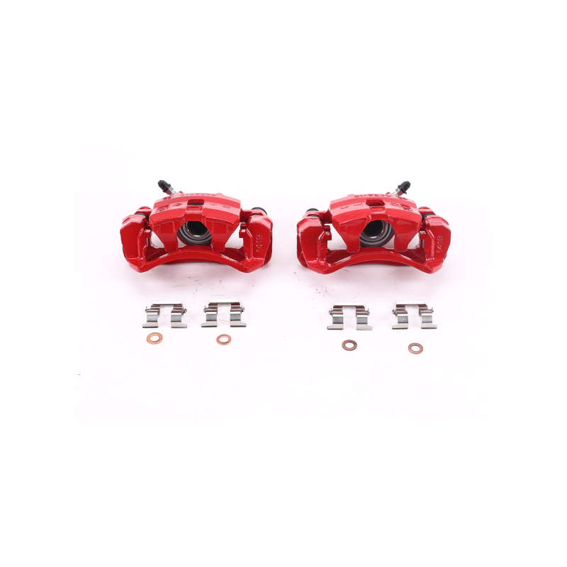 Power Stop 95-98 Subaru Impreza Rear Red Calipers w/Brackets - Pair - S1340