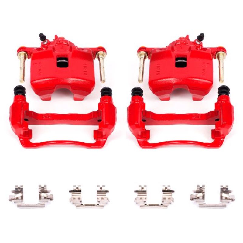 Power Stop 93-95 Honda Civic Front Red Calipers w/Brackets - Pair - S1614