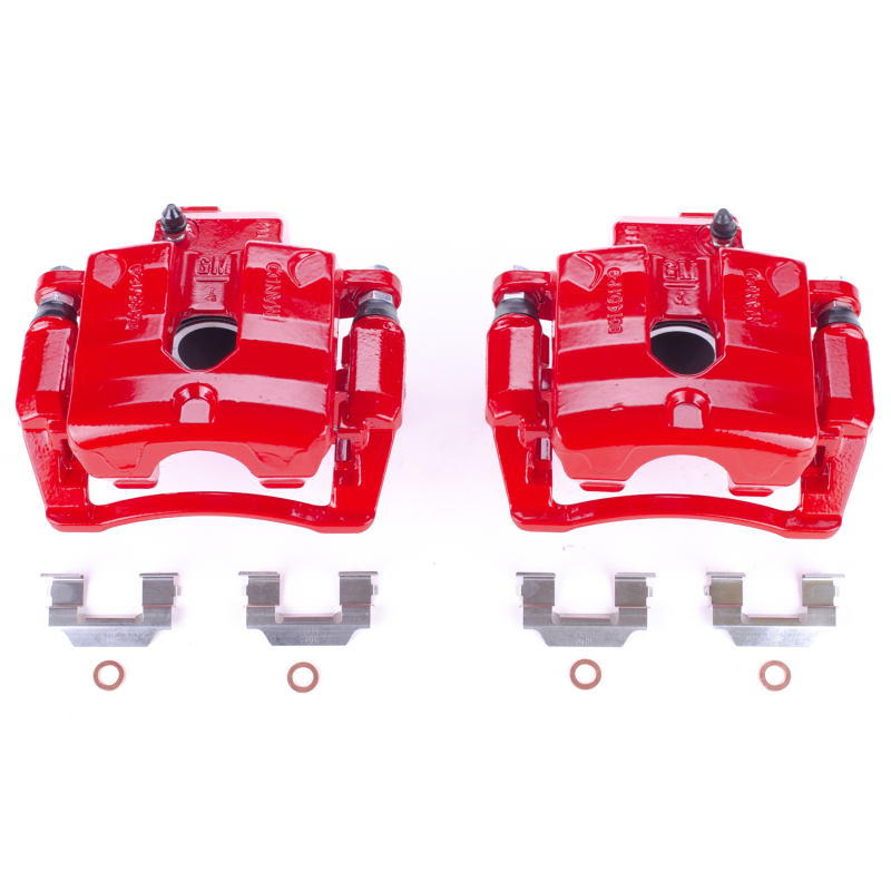Power Stop 2008 Cadillac CTS Rear Red Calipers w/Brackets - Pair - S5094