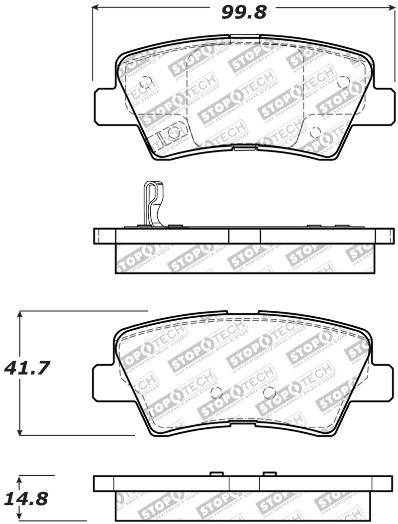 StopTech 09-15 Hyundai Sonata Street Select Rear Brake Pads - 305.14450