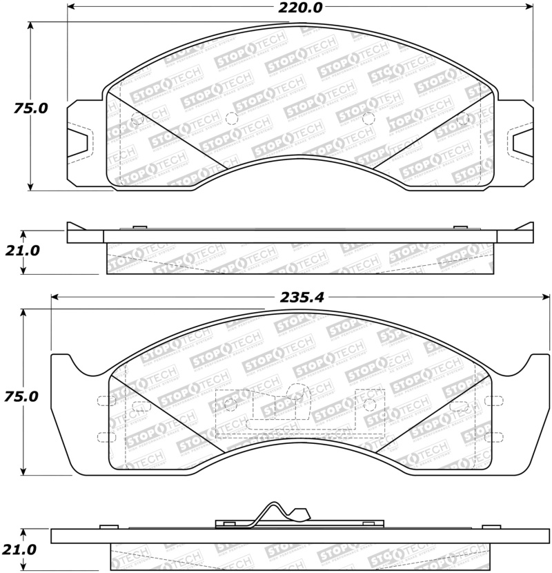 StopTech Sport Brake Pads w/Shims - Front - 309.04110