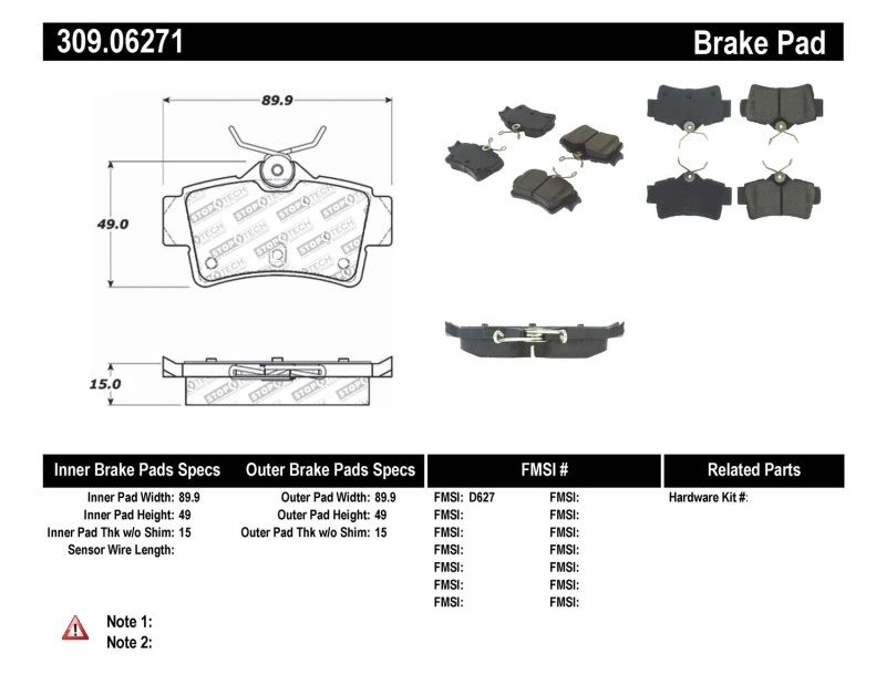 StopTech Performance Brake Pads - 309.06271