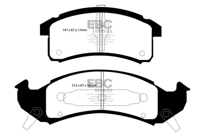 EBC 92-93 Buick Le Sabre (FWD) 3.8 Ultimax2 Front Brake Pads - UD505