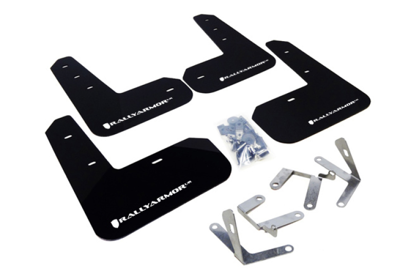 Rally Armor 13-17 Subaru BRZ/Toyota FR-S Black UR Mud Flap w/White Logo - MF23-UR-BLK/WH