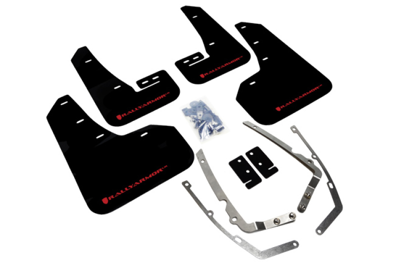 Rally Armor 15-21 MKVII VW Golf/GTI Black UR Mud Flap w/Red Logo - MF37-UR-BLK/RD