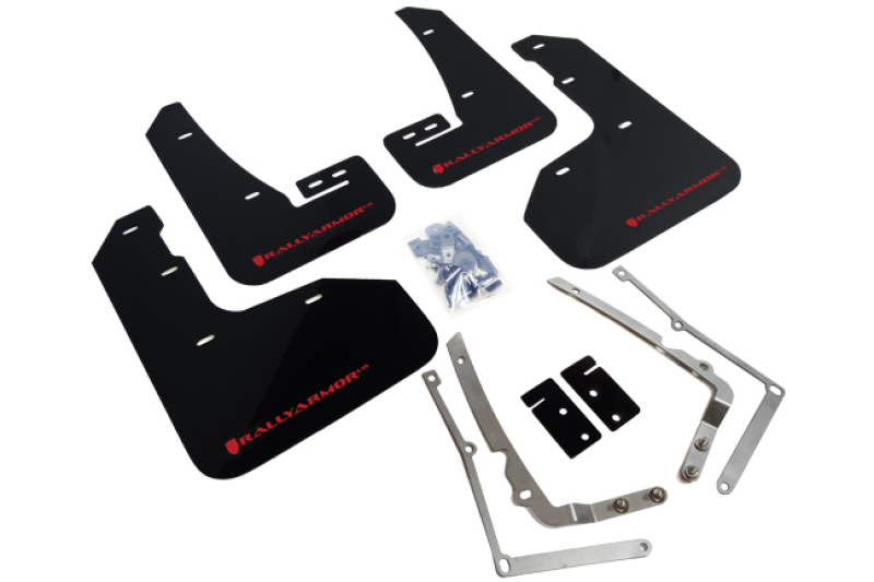 Rally Armor 15-17.5 MKVII VW Golf R Black UR Mud Flap w/Red Logo - MF40-UR-BLK/RD