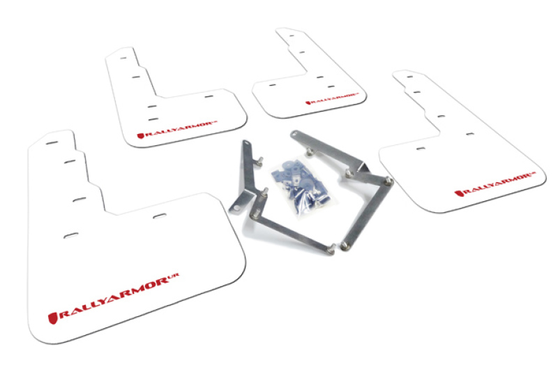 Rally Armor 17-22 Honda Civic Type R White UR Mud Flap w/Red Logo - MF47-UR-WH/RD