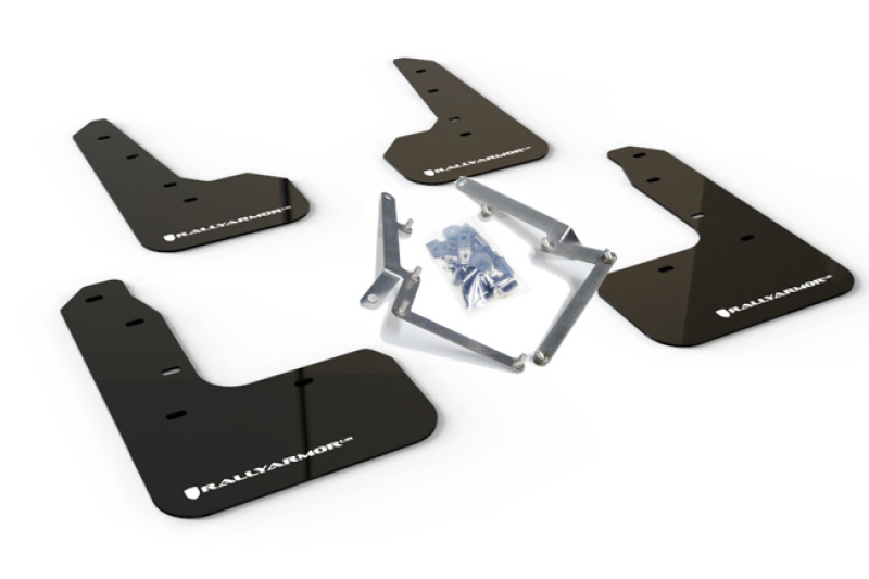 Rally Armor 17-21 Honda Civic Sport/Sport Touring Black UR Mud Flap w/White Logo - MF51-UR-BLK/WH