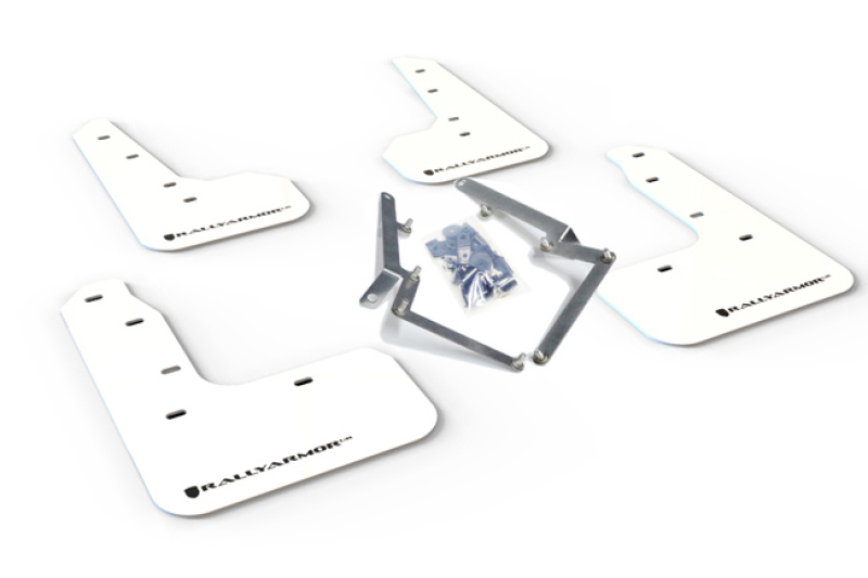 Rally Armor 17-21 Honda Civic Sport/Sport Touring White UR Mud Flap w/Black Logo - MF51-UR-WH/BLK