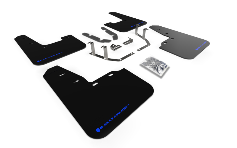 Rally Armor 18-23 Ford Fiesta ST MK8 Black UR Mud Flap w/Blue Logo - MF60-UR-BLK/BL