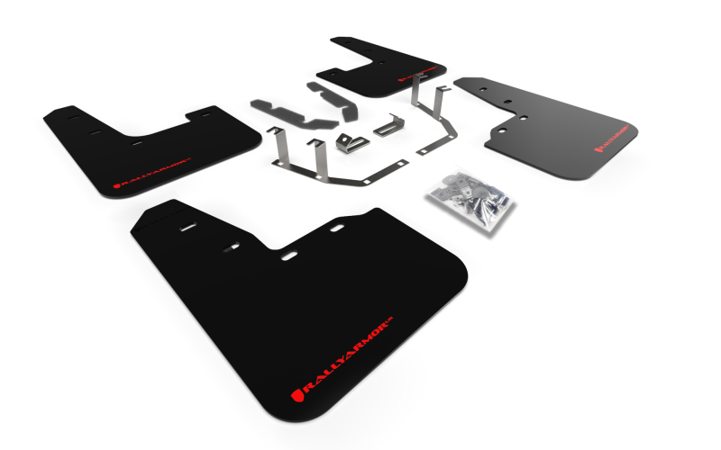 Rally Armor 18-23 Ford Fiesta ST MK8 Black UR Mud Flap w/Red Logo - MF60-UR-BLK/RD