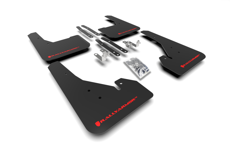 Rally Armor 18-25 Toyota Corolla Hatchback Black UR Mud Flap Red Logo - MF67-UR-BLK/RD