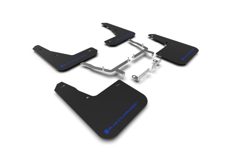 Rally Armor 19-25 Ford Focus ST MK4 Black UR Mud Flap w/Blue Logo - MF77-UR-BLK/BL