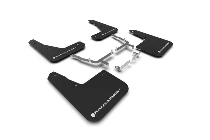 Rally Armor 19-25 Ford Focus ST MK4 Black UR Mud Flap w/White Logo - MF77-UR-BLK/WH