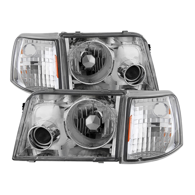 Xtune Ford Ranger 93-97 Projector Headlights w/ Corner Lights Chrome PRO-JH-FR93-SET-C - 9029394