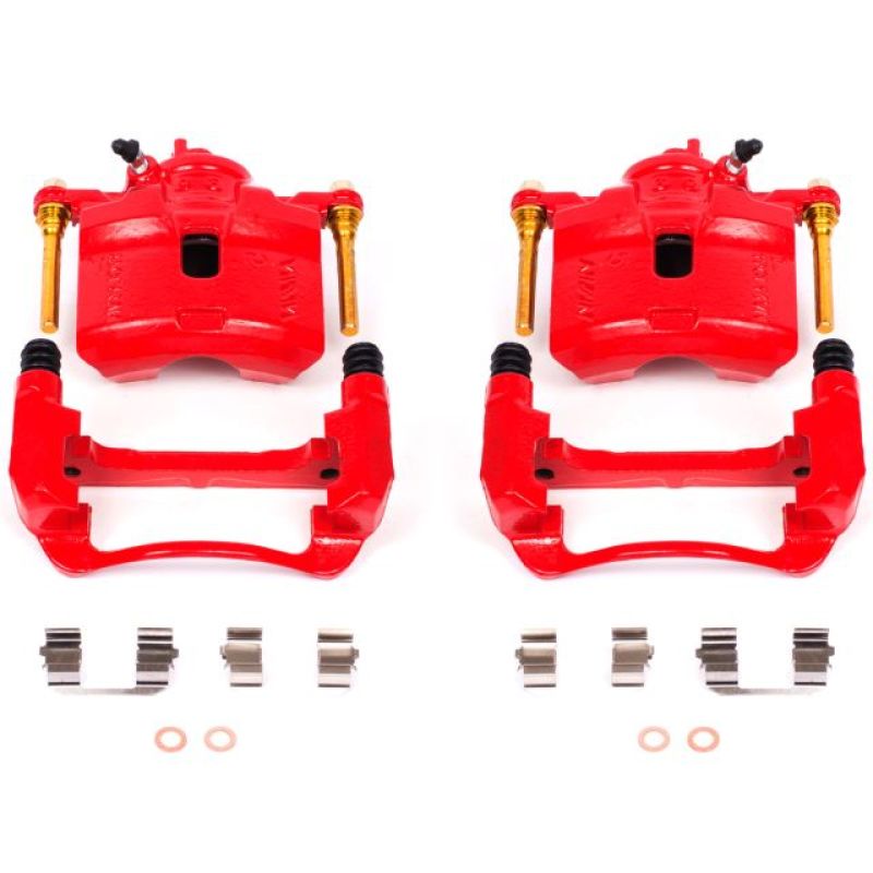 Power Stop 92-96 Honda Prelude Front Red Calipers w/Brackets - Pair - S1598