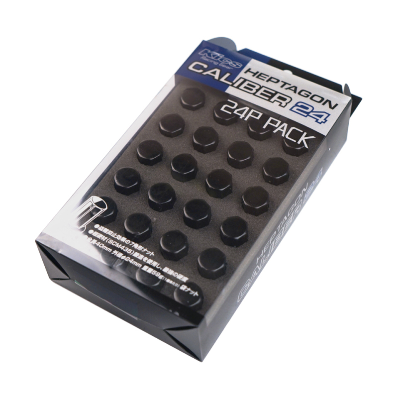 Project Kics 12X1.50 Caliber 24 6H Lug Nut Set (24 pcs) - Black - KHPC01K24