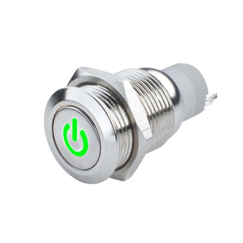 Oracle Pre-Wired Power Symbol Momentary Flush Mount LED Switch - Green - 2050-004