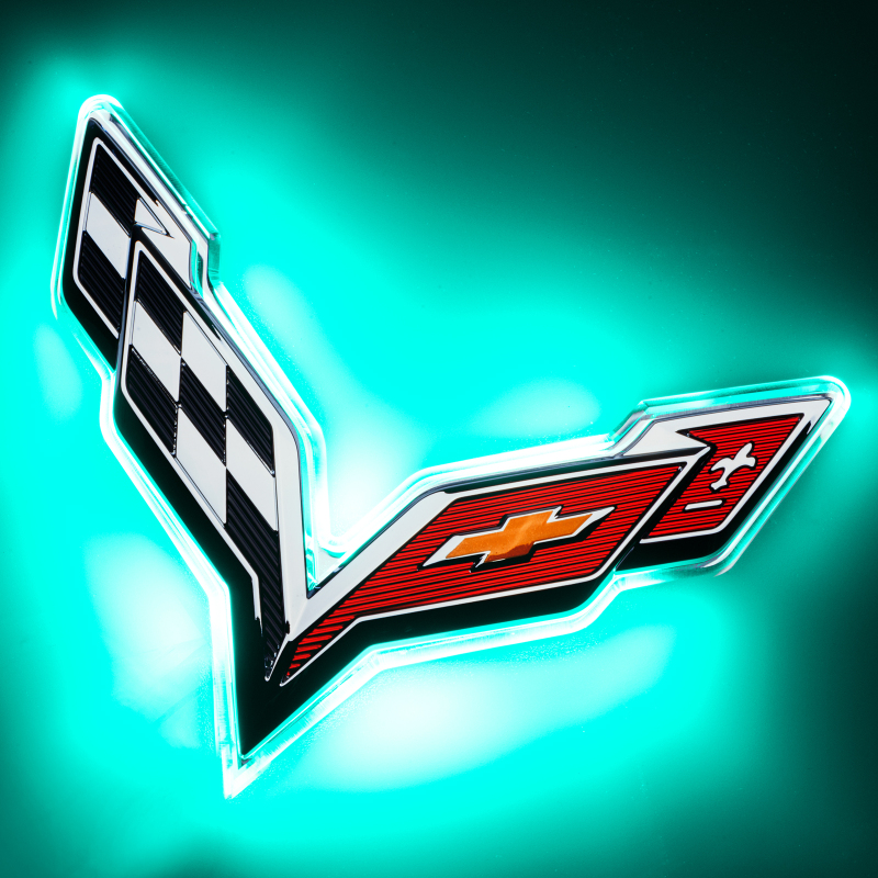 Oracle Corvette C7 Rear Illuminated Emblem - Dual Intensity - Aqua SEE WARRANTY - 3655-010