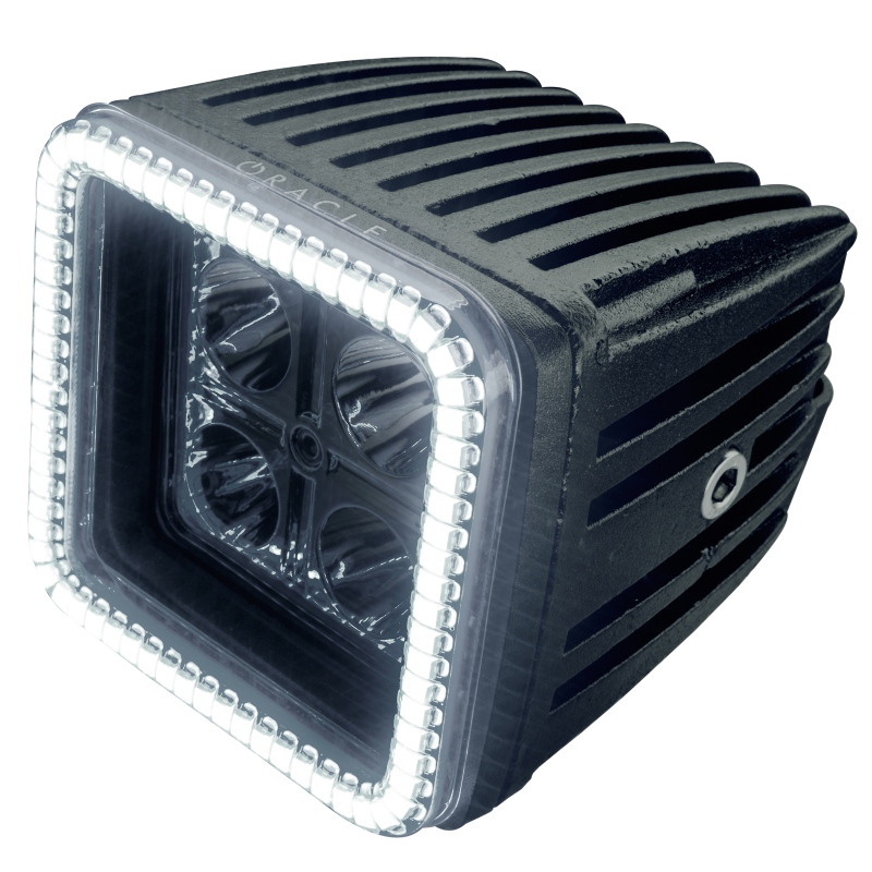 Oracle Off-Road 3in W Square Spotlight with Halo - White SEE WARRANTY - 5777-001
