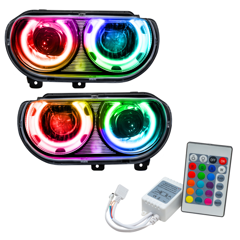Oracle 08-14 Dodge Challenger SMD HL (HID Style) - ColorSHIFT w/ Simple Controller SEE WARRANTY - 7132-504