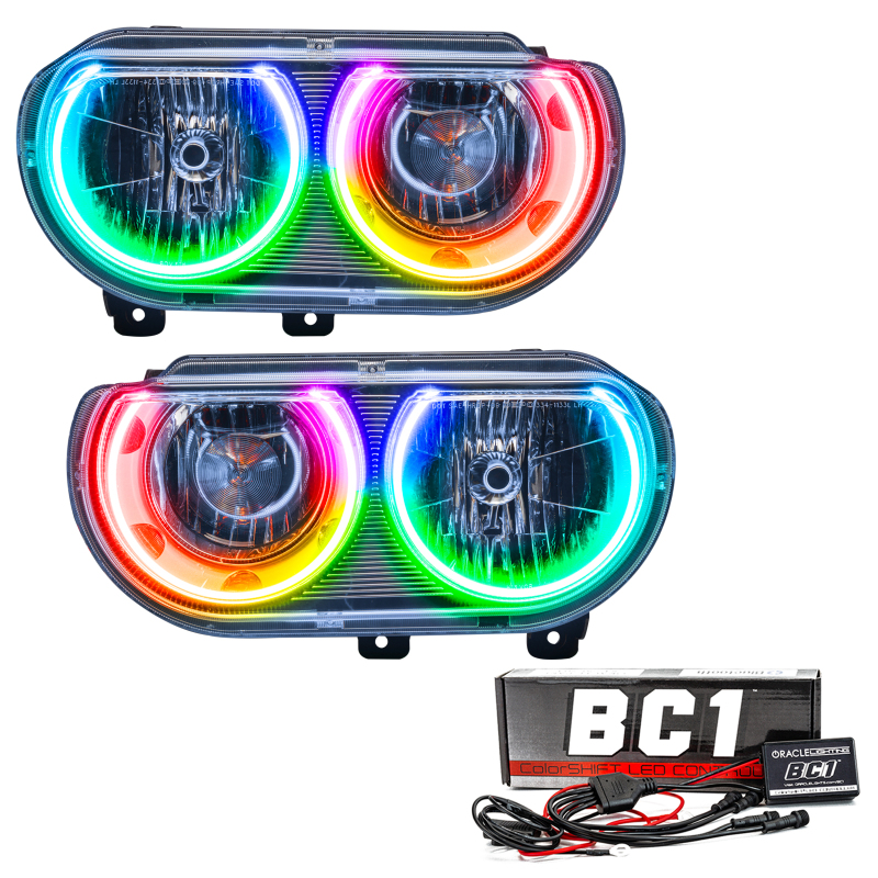 Oracle 08-14 Dodge Challenger SMD HL (Non-HID) - ColorSHIFT w/ BC1 Controller SEE WARRANTY - 7720-335