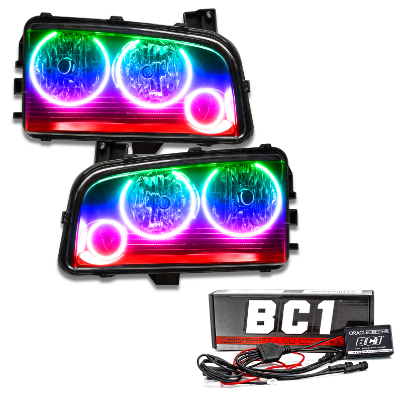 Oracle 05-10 Dodge Charger SMD HL (Non-HID) - Triple Halo - ColorSHIFT w/ BC1 Cntrl SEE WARRANTY - 8197-335