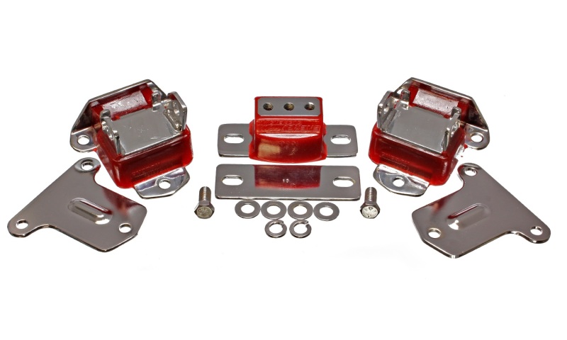 Energy Suspension 69-71 Camaro / 70-73 Monte Carlo Red Motor and Transmission Mounts; Chrome Finish - 3.1134R