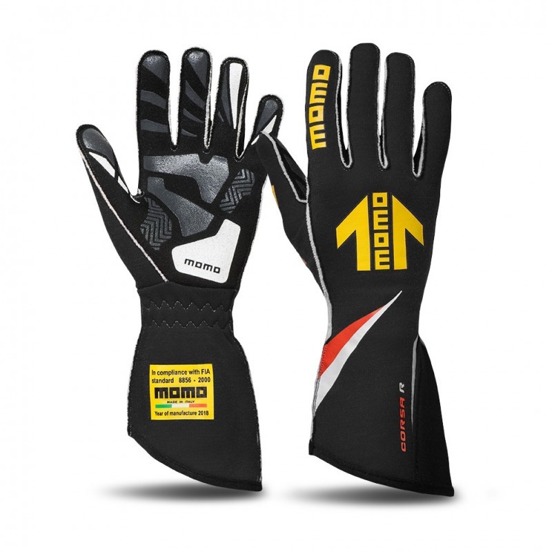 Momo Corsa R Gloves Size 11 (FIA 8856-2000)-Black - GUCORSABLK11