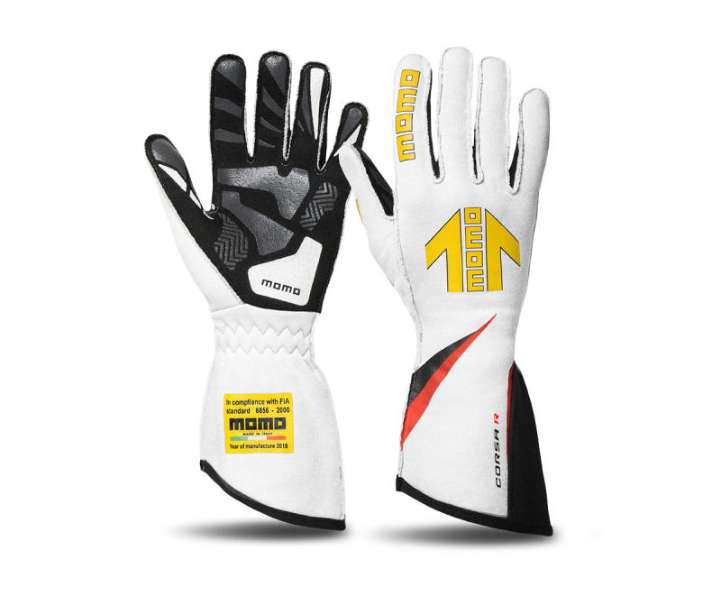Momo Corsa R Gloves Size 10 (FIA 8856-2000)-White - GUCORSAWHT10