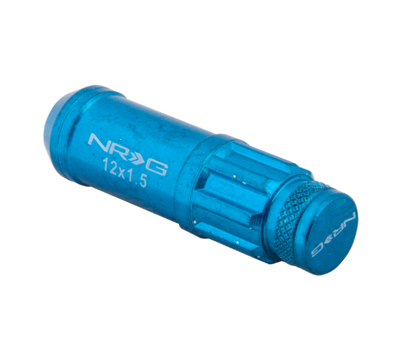 NRG 700 Series M12 X 1.5 Steel Lug Nut w/Dust Cap Cover Set 21 Pc w/Locks & Lock Socket - Blue - LN-LS700BL-21