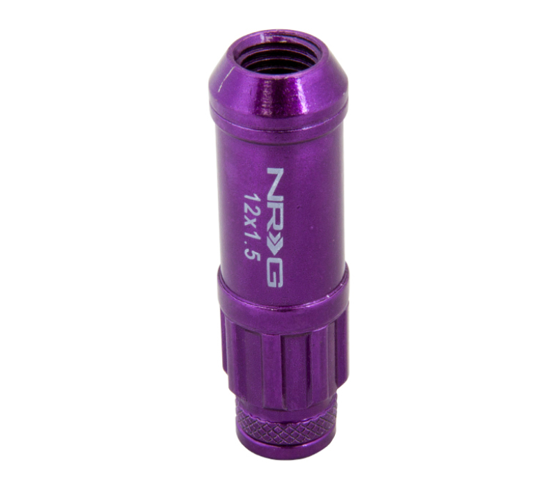 NRG 700 Series M12 X 1.5 Steel Lug Nut w/Dust Cap Cover Set 21 Pc w/Locks & Lock Socket - Purple - LN-LS700PP-21