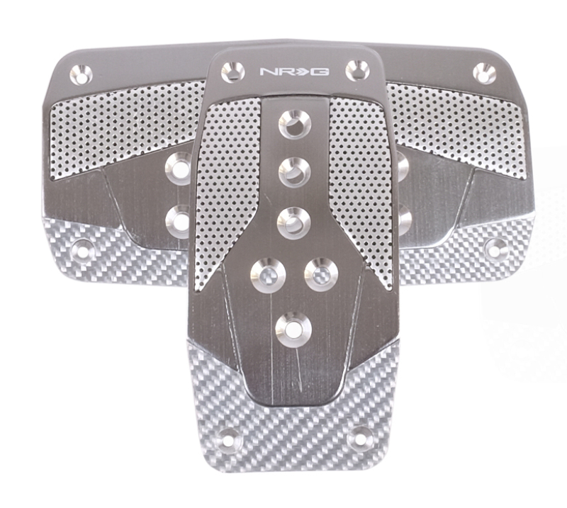 NRG Aluminum Sport Pedal A/T - Gunmetal w/Silver Carbon - PDL-450GM