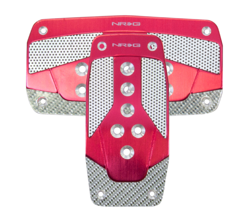NRG Aluminum Sport Pedal A/T - Red w/Silver Carbon - PDL-450RD