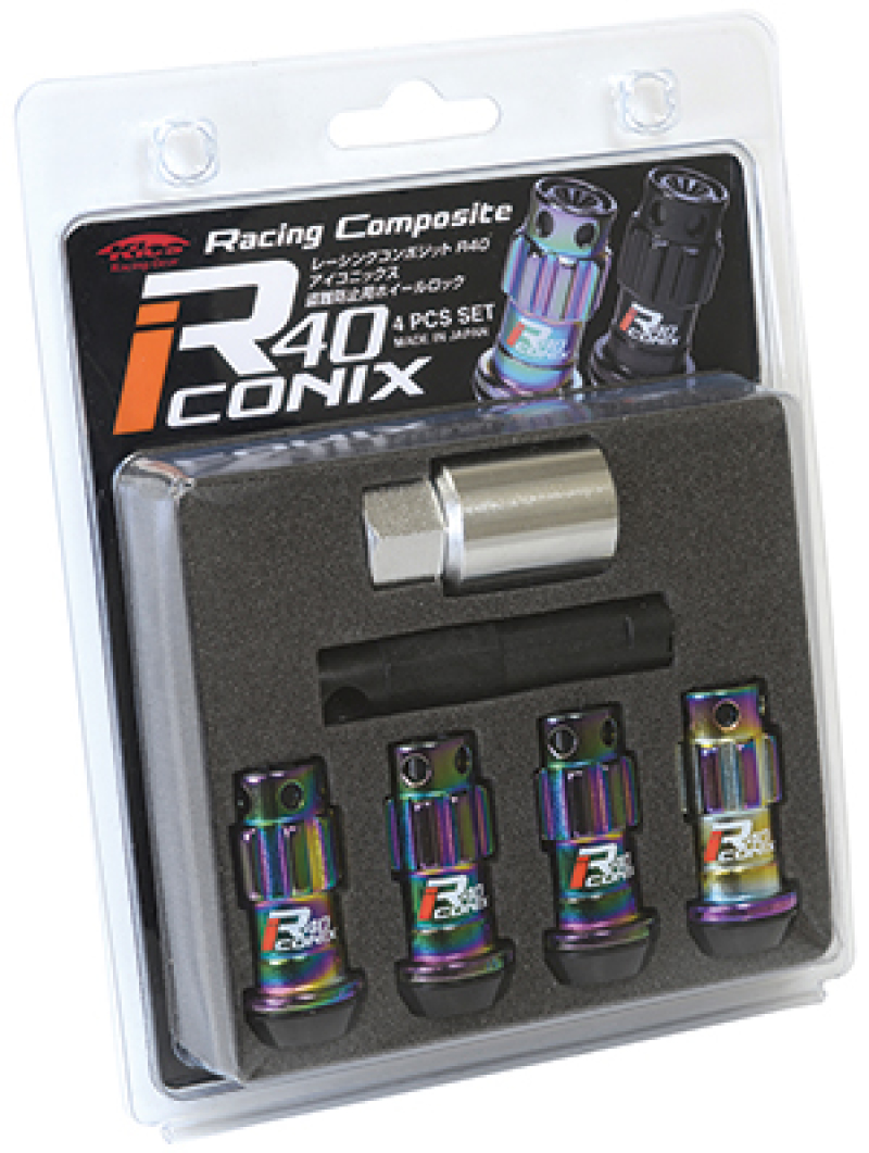 Project Kics 12X1.50 R40 Iconix Neochrome Lug Nut Lock Set - 4 - WYIF41NK