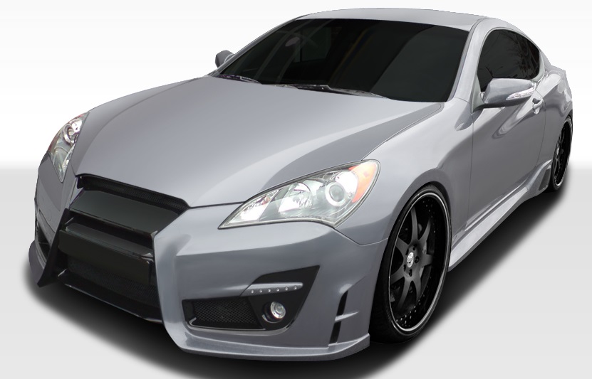 2010-2012 Hyundai Genesis Coupe 2DR Duraflex TP-R Body Kit - 6 Piece - Includes TP-R Front Bumper Cover (107749) TP-R Side Skirts Rocker Panels (107750) TP-R Rear Lip Under Spoiler Air Dam Add On Bumper Spat Extensions (107751)