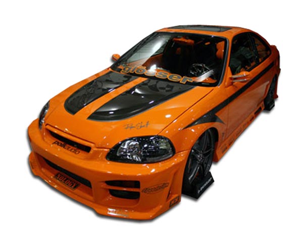 1996-1998 Honda Civic 4DR Duraflex R34 Body Kit - 4 Piece - Includes R34 Front Bumper Cover (101776) Spyder Rear Bumper Cover (101744) M3 Side Skirts Rocker Panels (101770)