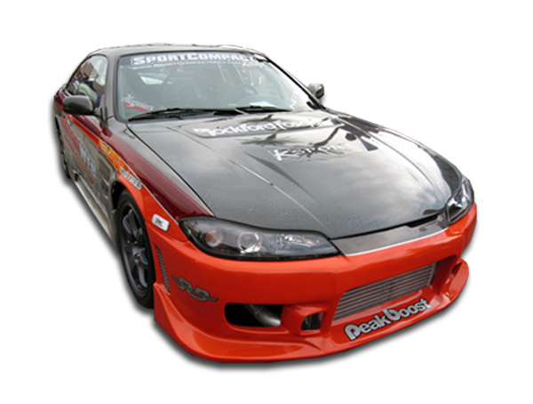 1989-1994 Nissan 240SX S13 Duraflex Silvia S15 Conversion C-1 Kit - 4 Piece - Includes C-1 Front Bumper Cover (102151) S15 OEM Fiberglass Hood (100889) S15 OEM Fenders (100879)