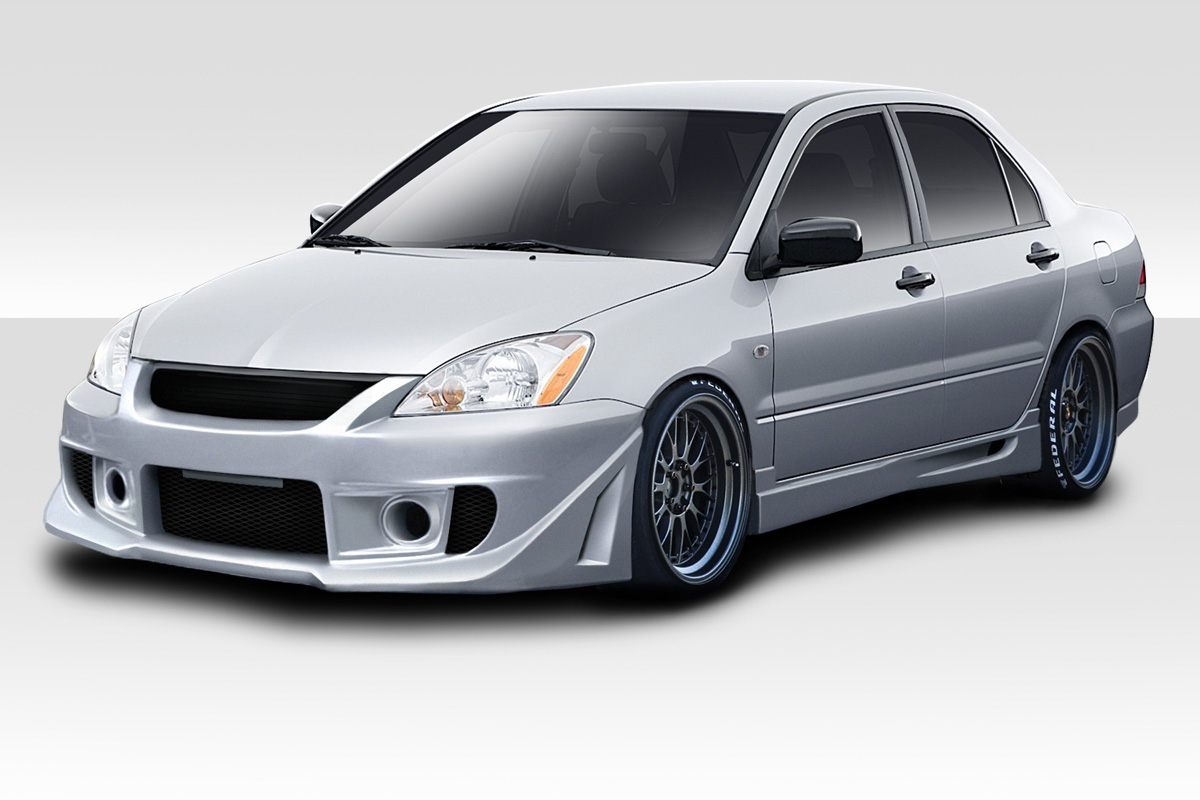 2004-2007 Mitsubishi Lancer Duraflex Trackstar Body Kit - 4 Piece - Includes Trackstar Front Bumper (114667) Trackstar Rear Bumper (114668) Trackstar Side Skirts (114665)