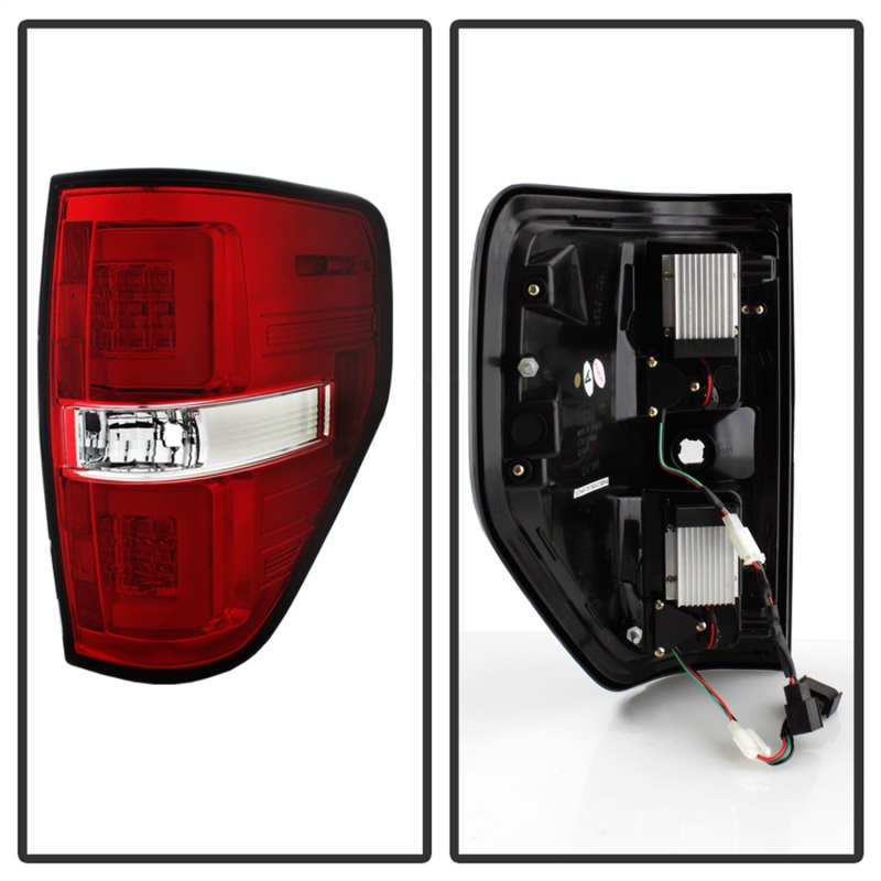 Spyder 09-14 Ford F150 V2 Light Bar LED Tail Lights - Red Clear (ALT-YD-FF15009V2-LBLED-RC) - 5084224