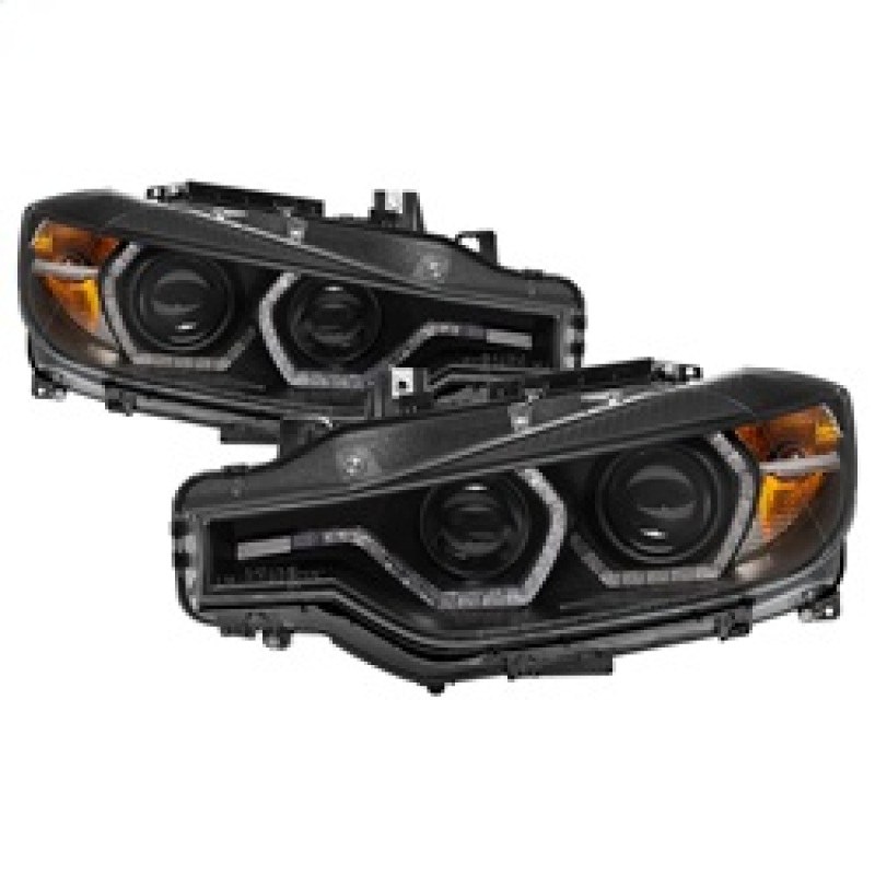 Spyder 12-14 BMW F30 3 Series 4DR Projector Headlights - LED DRL - Black (PRO-YD-BMWF3012-DRL-BK) - 5084347