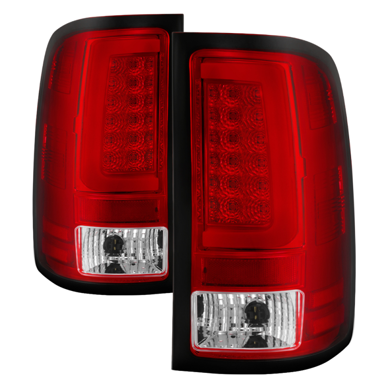 Spyder 07-13 GMC Sierra 1500 V2 Light Bar LED Tail Lights - Red Clear (ALT-YD-GS07V2-LBLED-RC) - 5084767