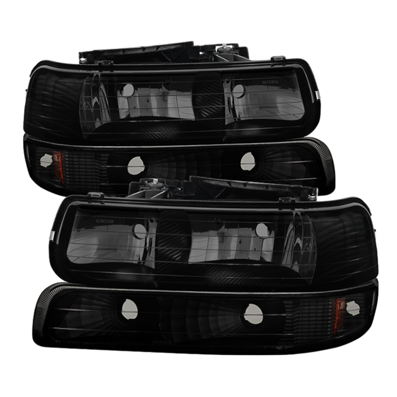 Xtune Chevy TahOE 00-06 Amber Crystal Headlights w/ Bumper Lights Black Smoke HD-JH-CSIL99-SET-BSM - 9030246