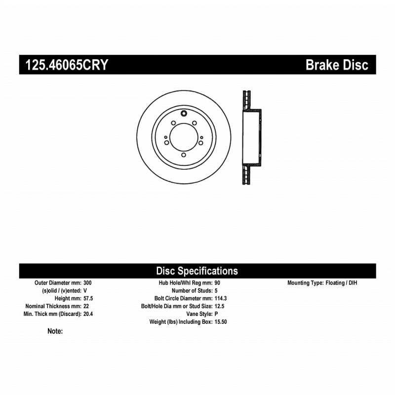 Stoptech 03-06 Evo 8 & 9 Rear Premium High Carbon CRYO-STOP Rotor - 125.46065CRY
