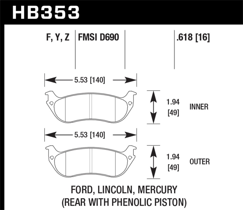 Hawk LTS Street Brake Pads - HB353Y.618