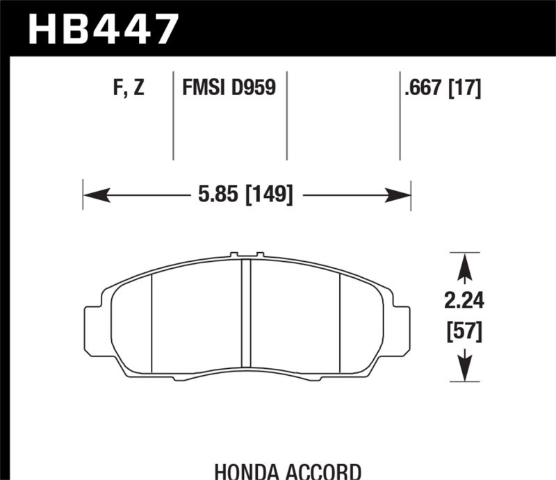 Hawk 03-04 Honda Accord HPS Street Front Brake Pads - HB447F.667